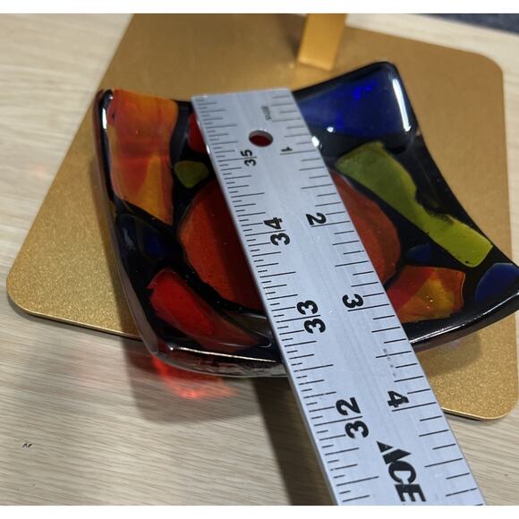 Murano Glass Style Pressed Glass Trinket Dish Multicolor - Picture 7 of 7